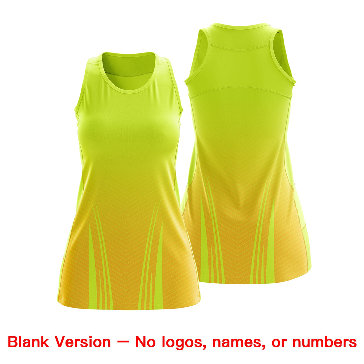 Custom Netball Dress Fluorescent Green Gold for Women with V-Shaped Pinstripes Personalized Team Uniform