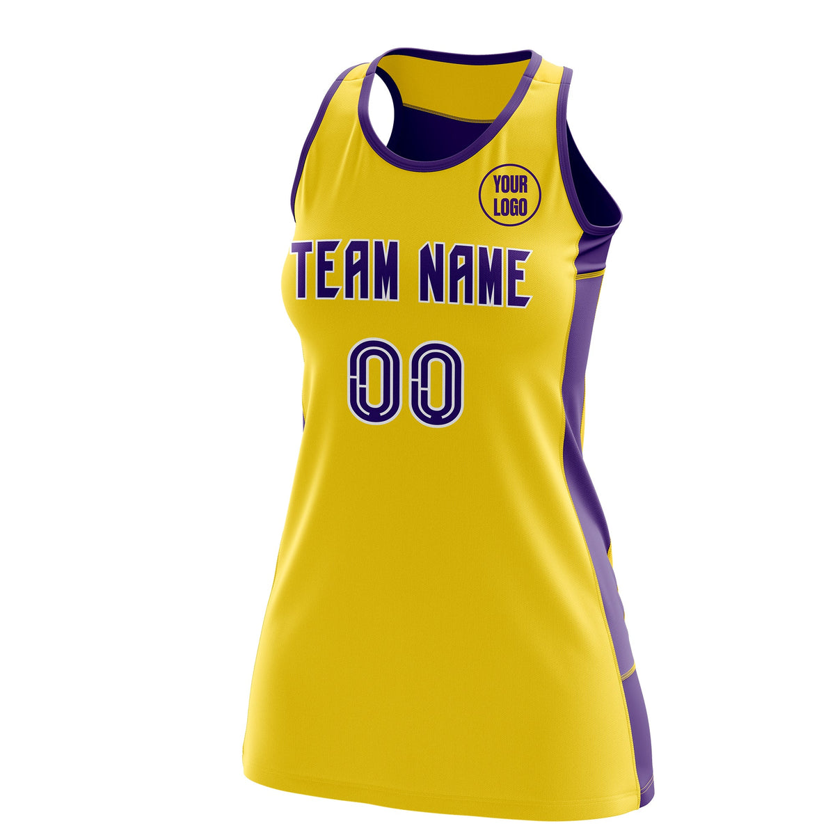 Custom Netball Dress | Gold Purple Classic Style Two-Tone Match Day Uniform