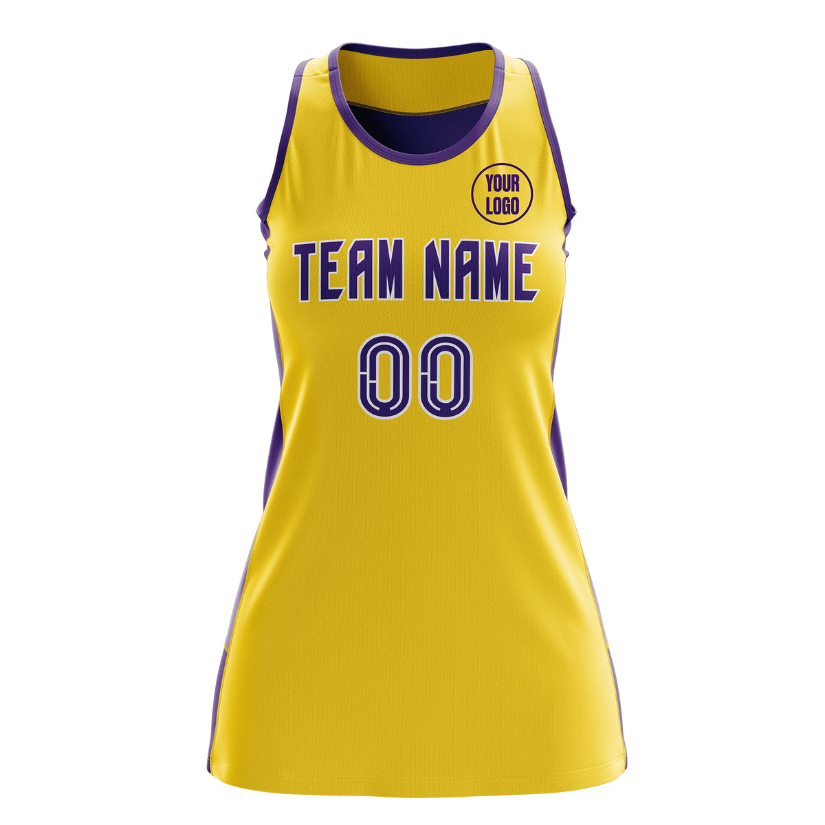 Custom Netball Dress | Gold Purple Classic Style Two-Tone Match Day Uniform