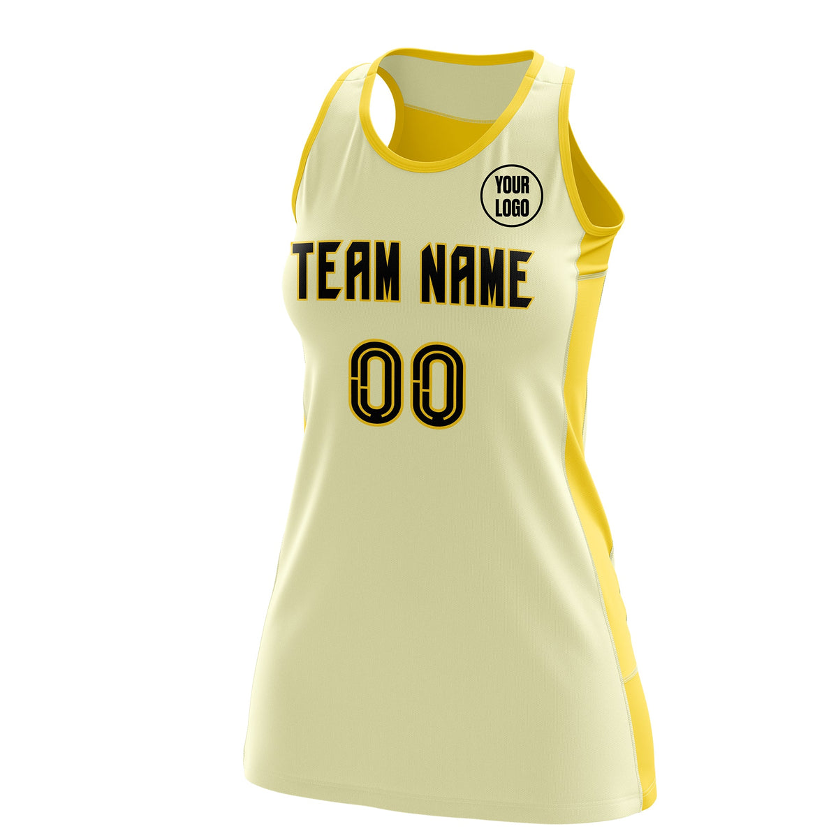 Custom Netball Dress | Cream Gold Classic Style Two-Tone Match Day Uniform