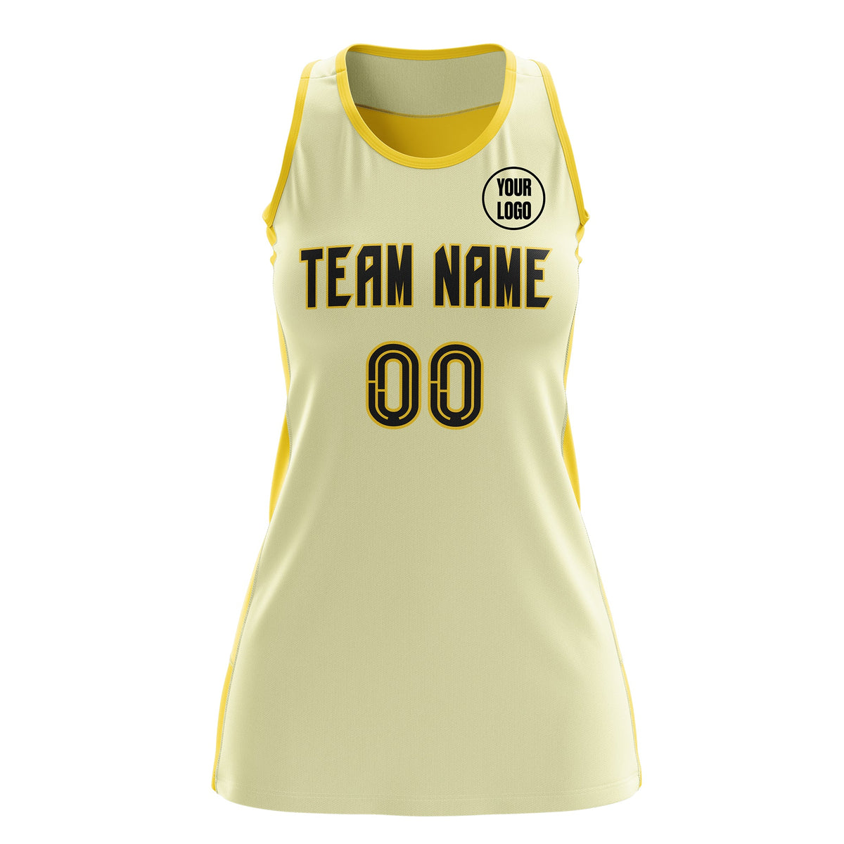 Custom Netball Dress | Cream Gold Classic Style Two-Tone Match Day Uniform