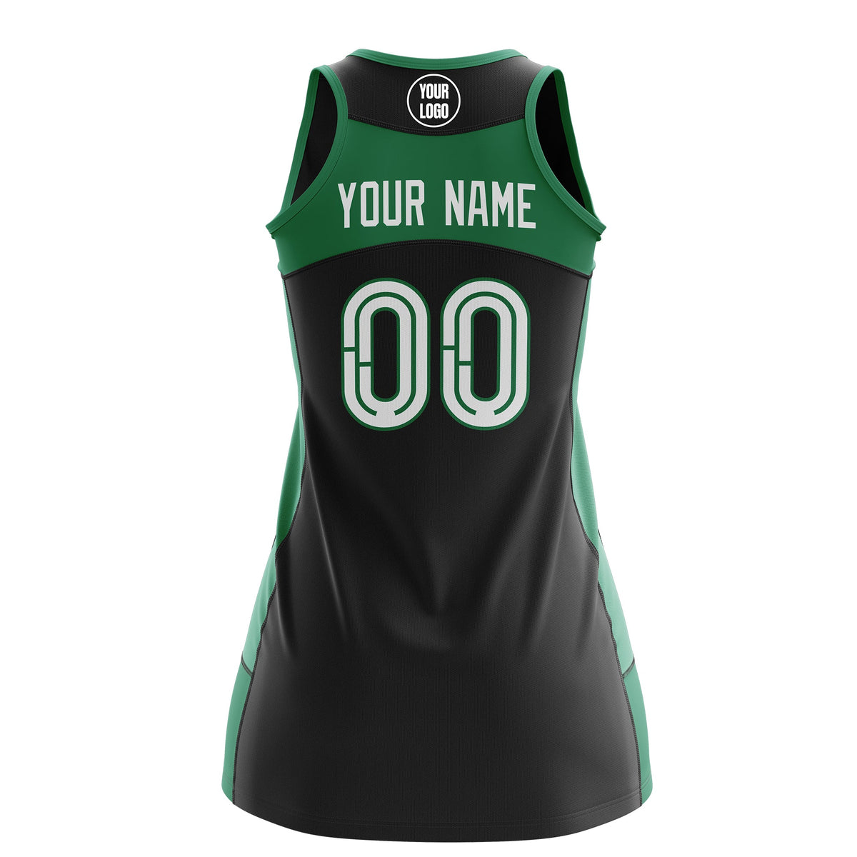 Custom Netball Dress | Black Kelly Green Classic Style Two-Tone Match Day Uniform