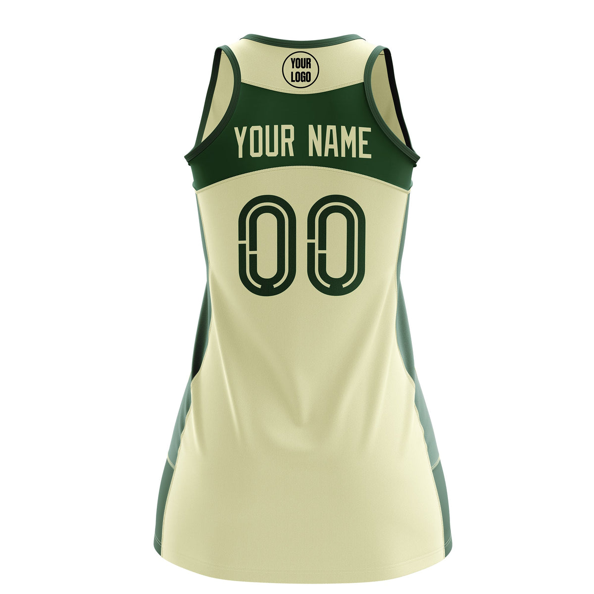 Custom Netball Dress | Cream Green Classic Style Two-Tone Breathable Performance Sportswear