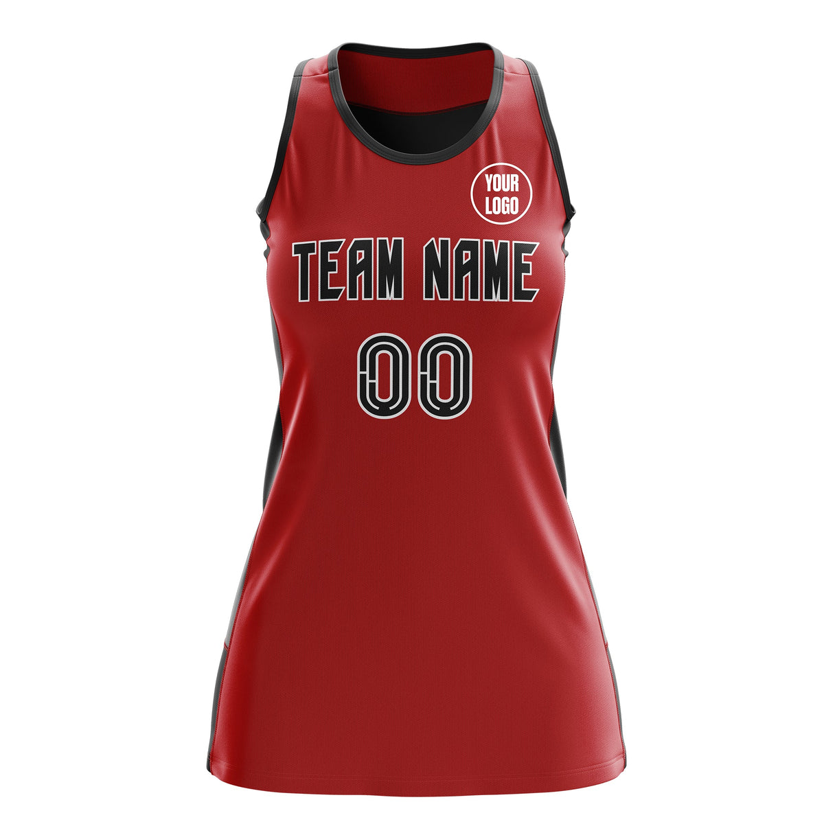Custom Netball Dress | Red Black Classic Style Two-Tone Match Day Uniform