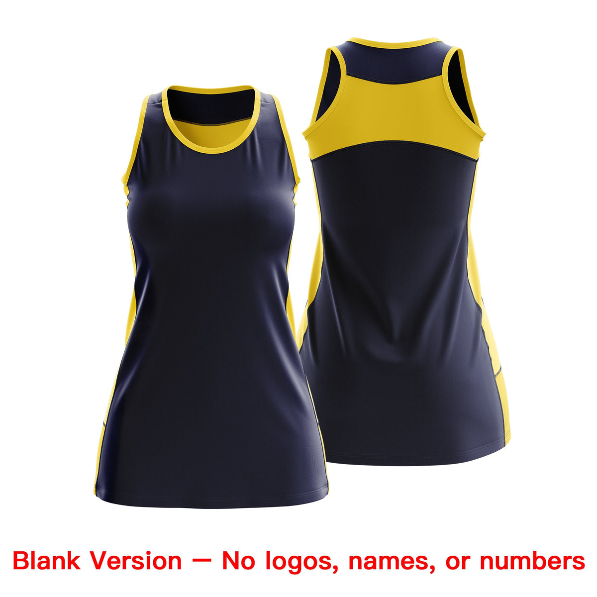 Custom Netball Dress | Navy Gold Classic Style Two-Tone Breathable Performance Sportswear