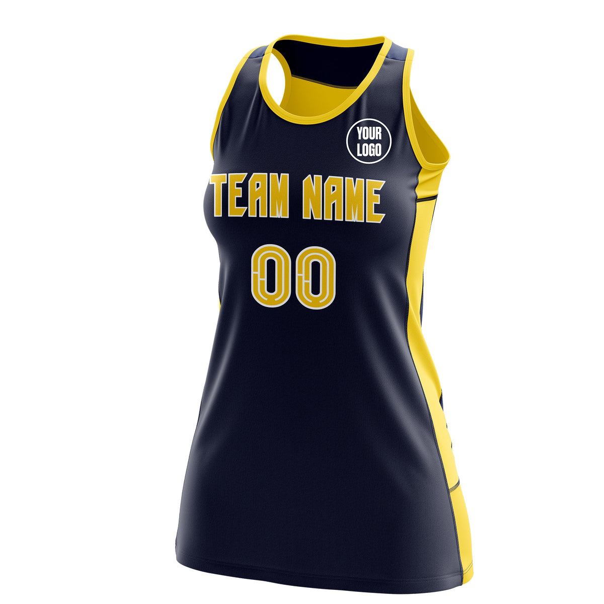 Custom Netball Dress | Navy Gold Classic Style Two-Tone Breathable Performance Sportswear