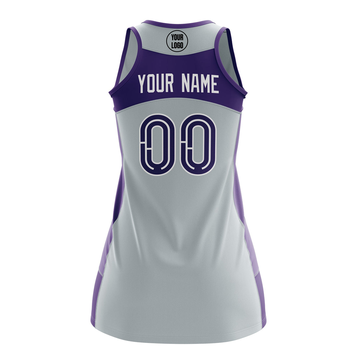 Custom Netball Dress | Silver Purple Classic Style Two-Tone Match Day Uniform