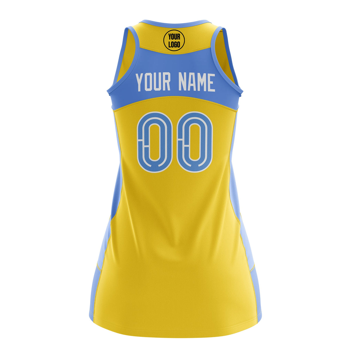 Custom Netball Dress | Gold Powder Blue Classic Style Two-Tone Breathable Performance Sportswear