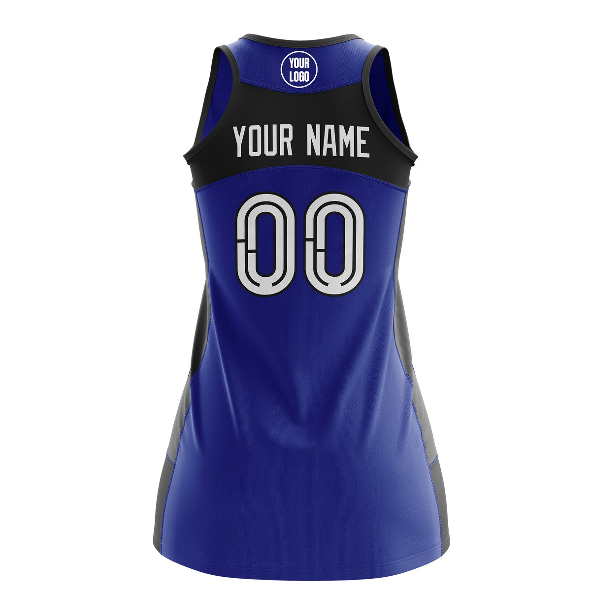 Custom Netball Dress | Royal Blue Black Classic Style Two-Tone Match Day Uniform