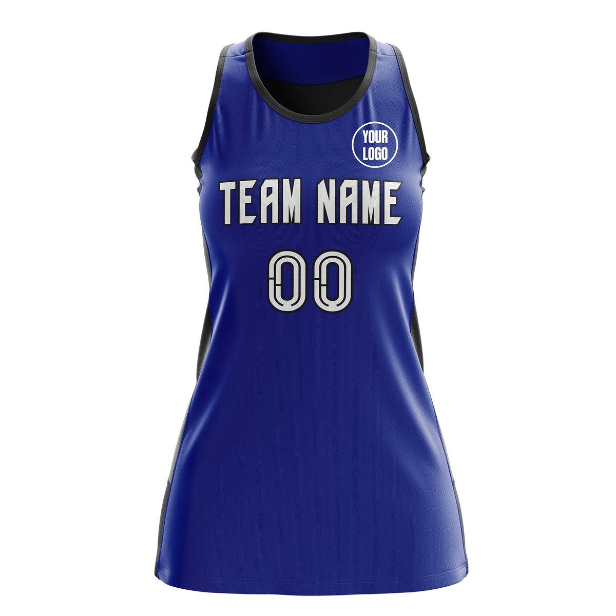 Custom Netball Dress | Royal Blue Black Classic Style Two-Tone Match Day Uniform