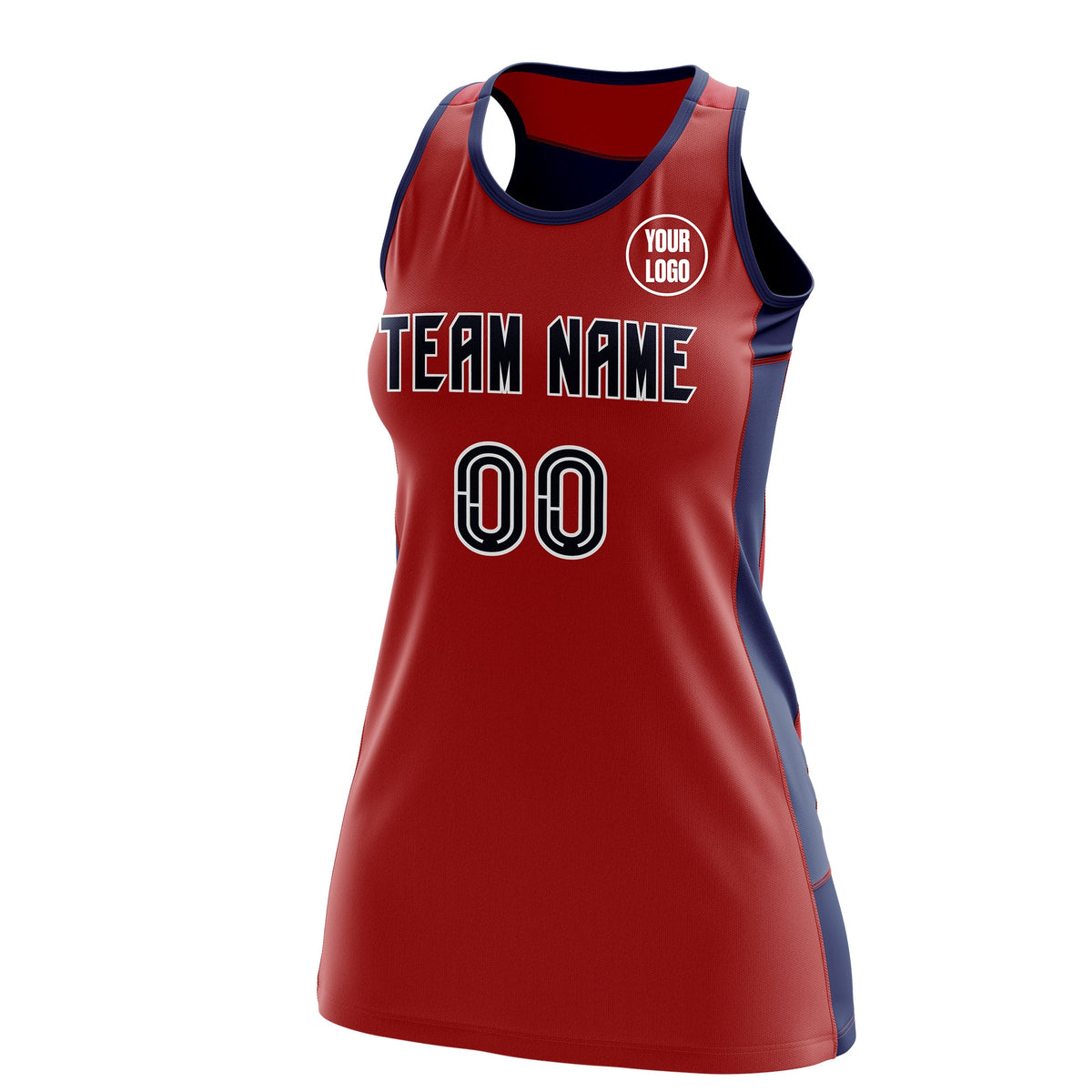 Custom Netball Dress | Red Navy Classic Style Two-Tone Professional Team Uniforms