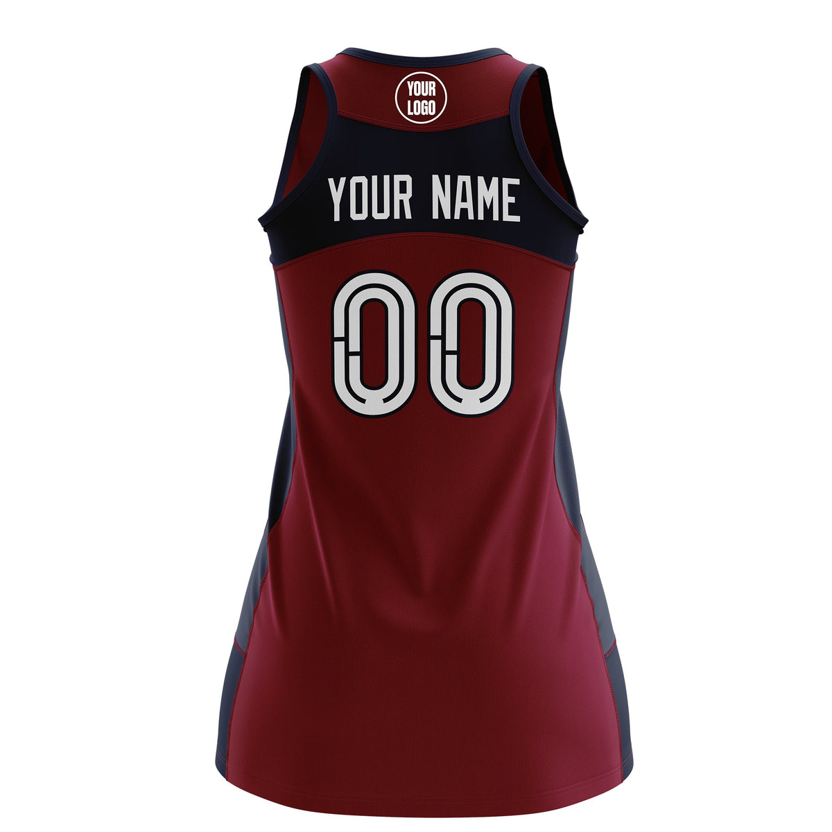 Custom Netball Dress | Crimson Navy Classic Style Two-Tone Breathable Performance Sportswear