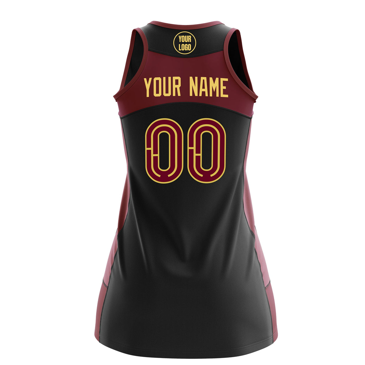 Custom Netball Dress | Black Crimson Classic Style Two-Tone Professional Team Uniforms