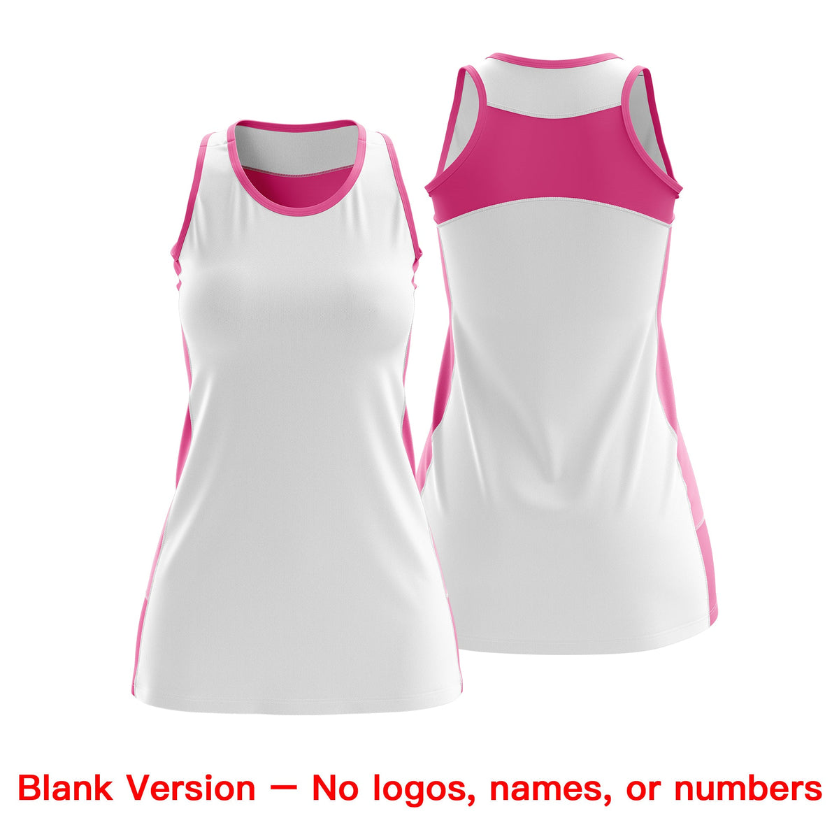 Custom Netball Dress | White Pink Classic Style Two-Tone Breathable Performance Sportswear