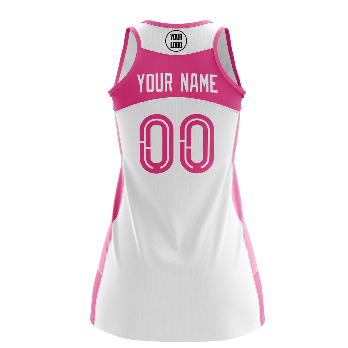 Custom Netball Dress | White Pink Classic Style Two-Tone Breathable Performance Sportswear