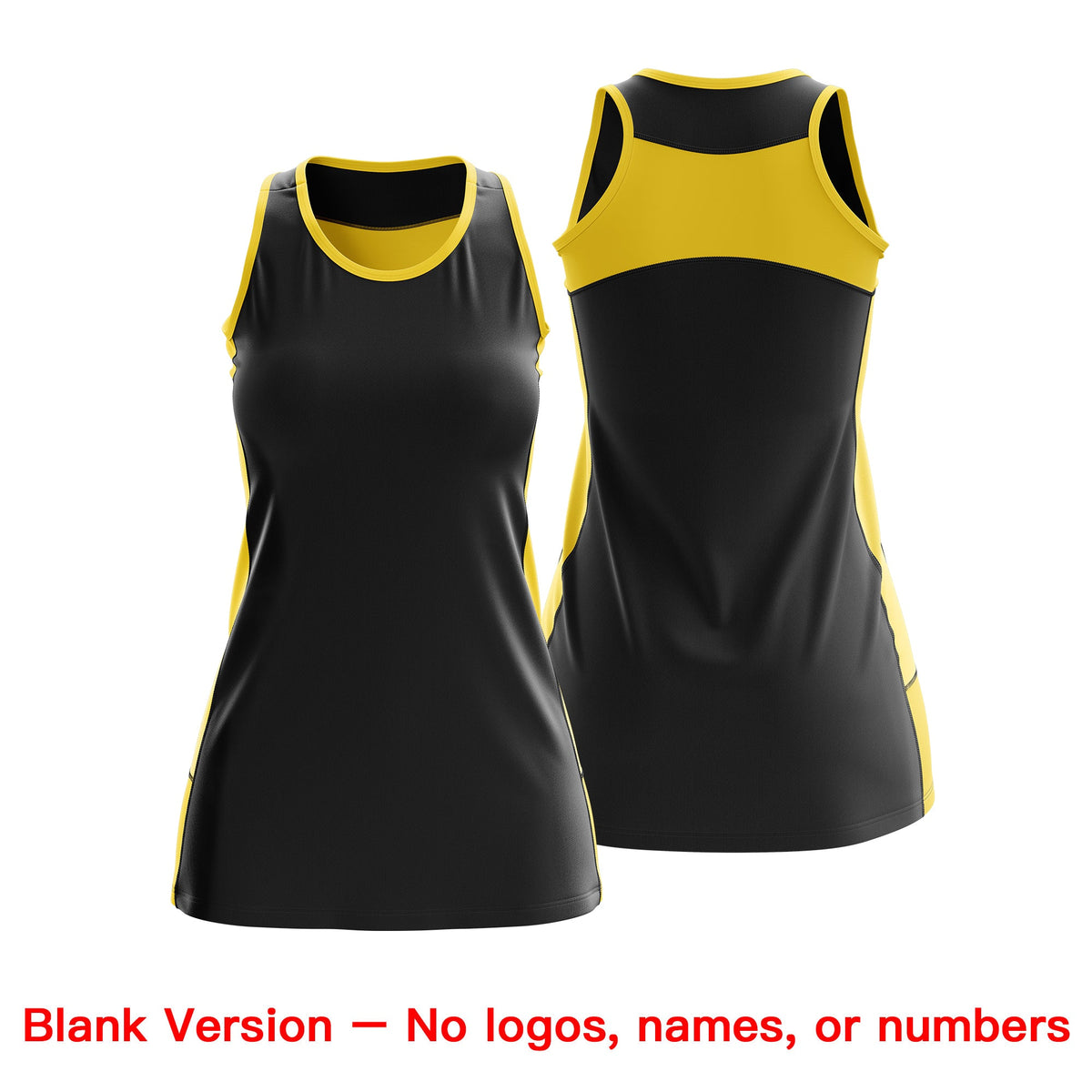 Custom Netball Dress | Black Gold Classic Style Two-Tone Match Day Uniform