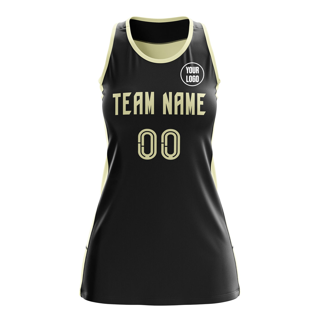 Custom Netball Dress | Black Cream Classic Style Two-Tone Breathable Performance Sportswear