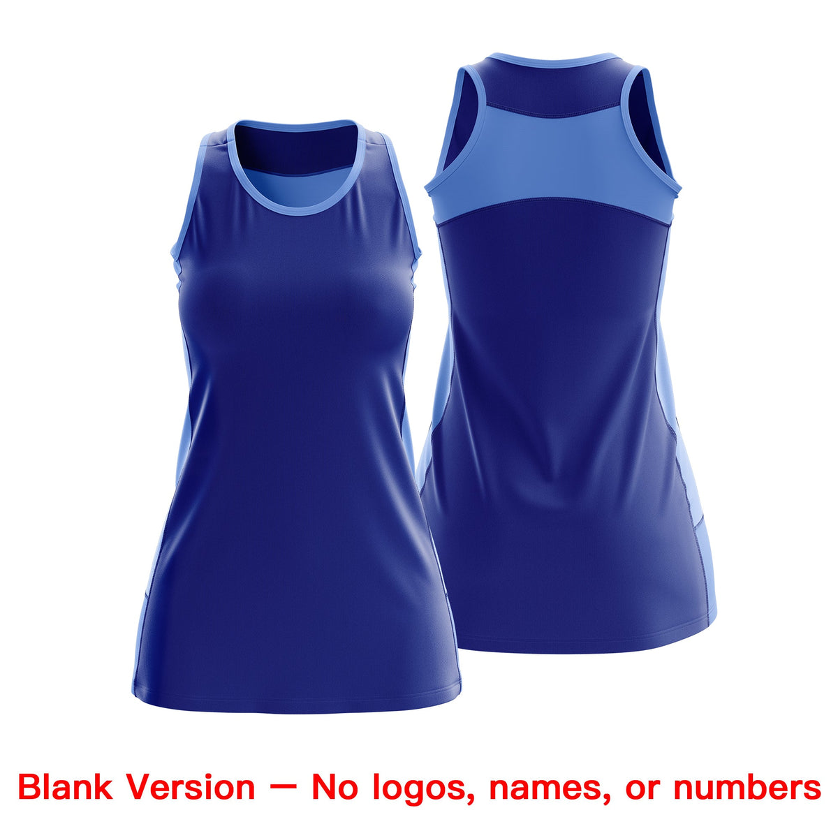 Custom Netball Dress | Royal Blue Powder Blue Classic Style Two-Tone Match Day Uniform