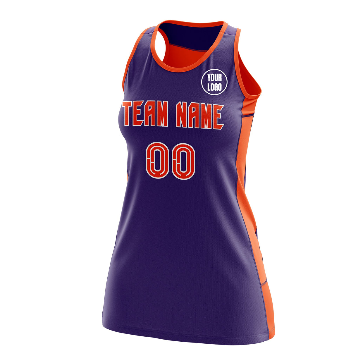 Custom Netball Dress | Purple Orange Classic Style Two-Tone Breathable Performance Sportswear