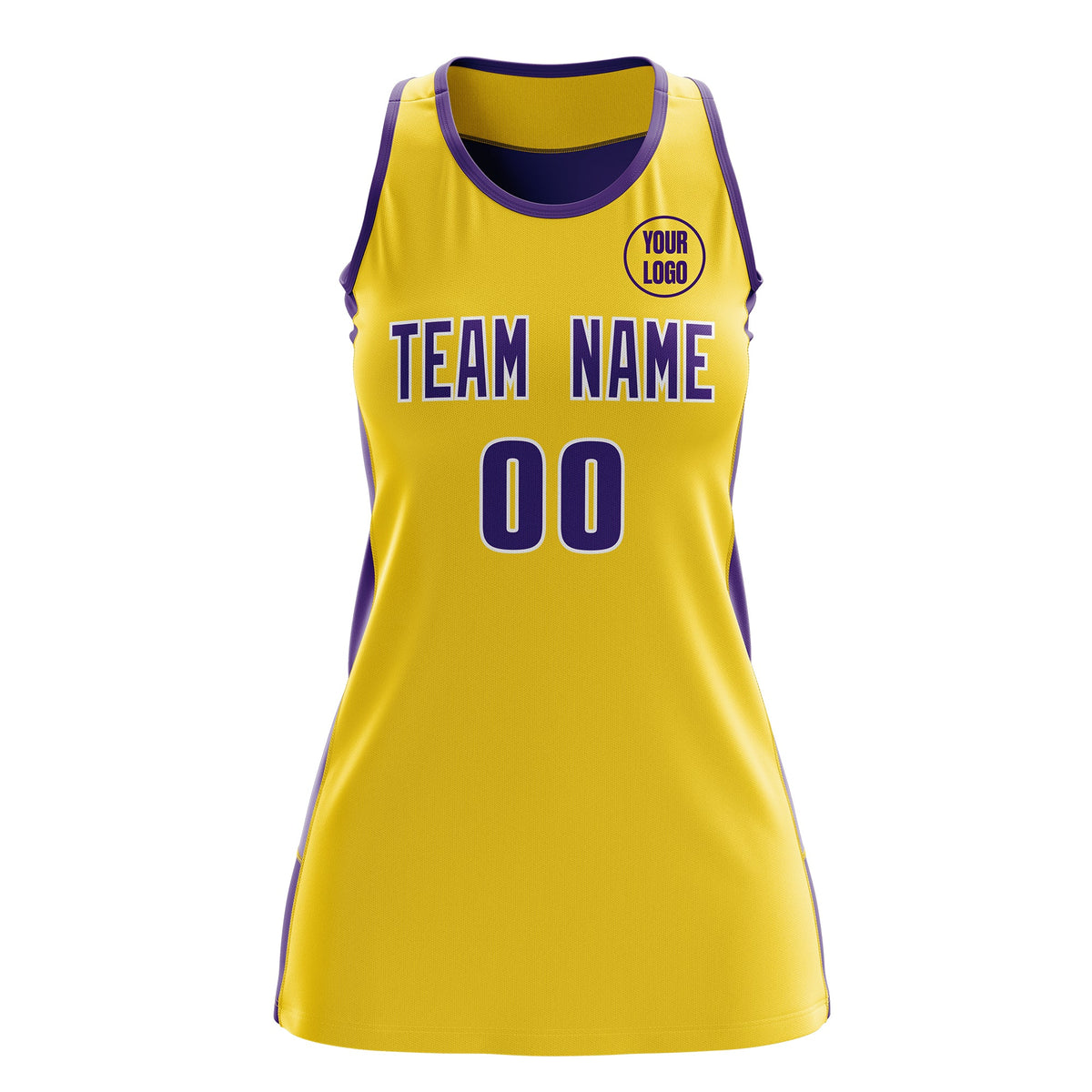 Custom Netball Dress | Gold Purple Classic Style Two-Tone Match Day Uniform