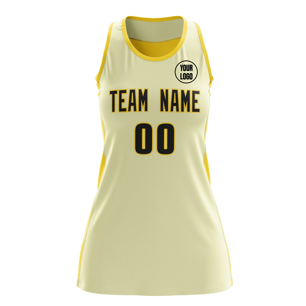 Custom Netball Dress | Cream Gold Classic Style Two-Tone Match Day Uniform