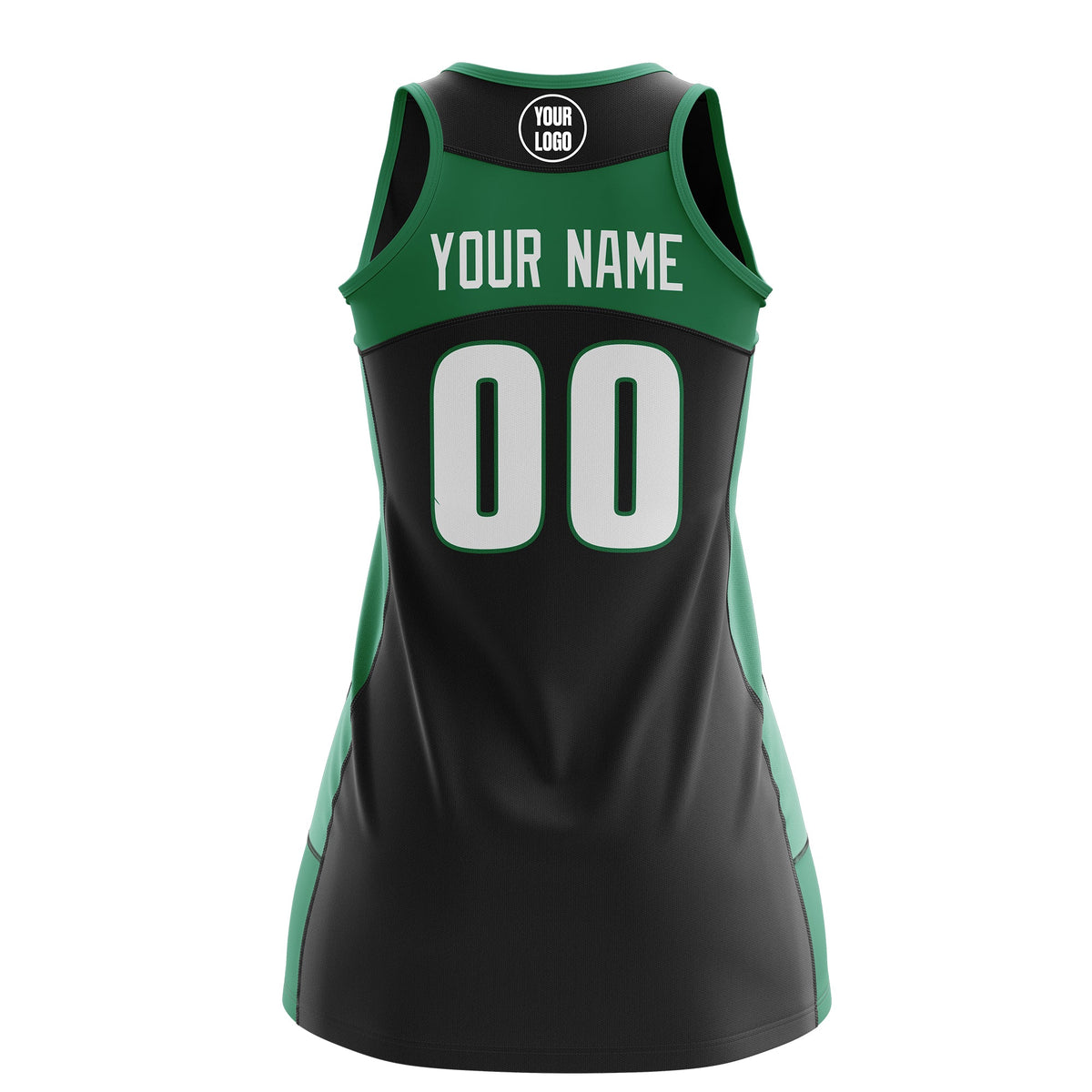 Custom Netball Dress | Black Kelly Green Classic Style Two-Tone Match Day Uniform