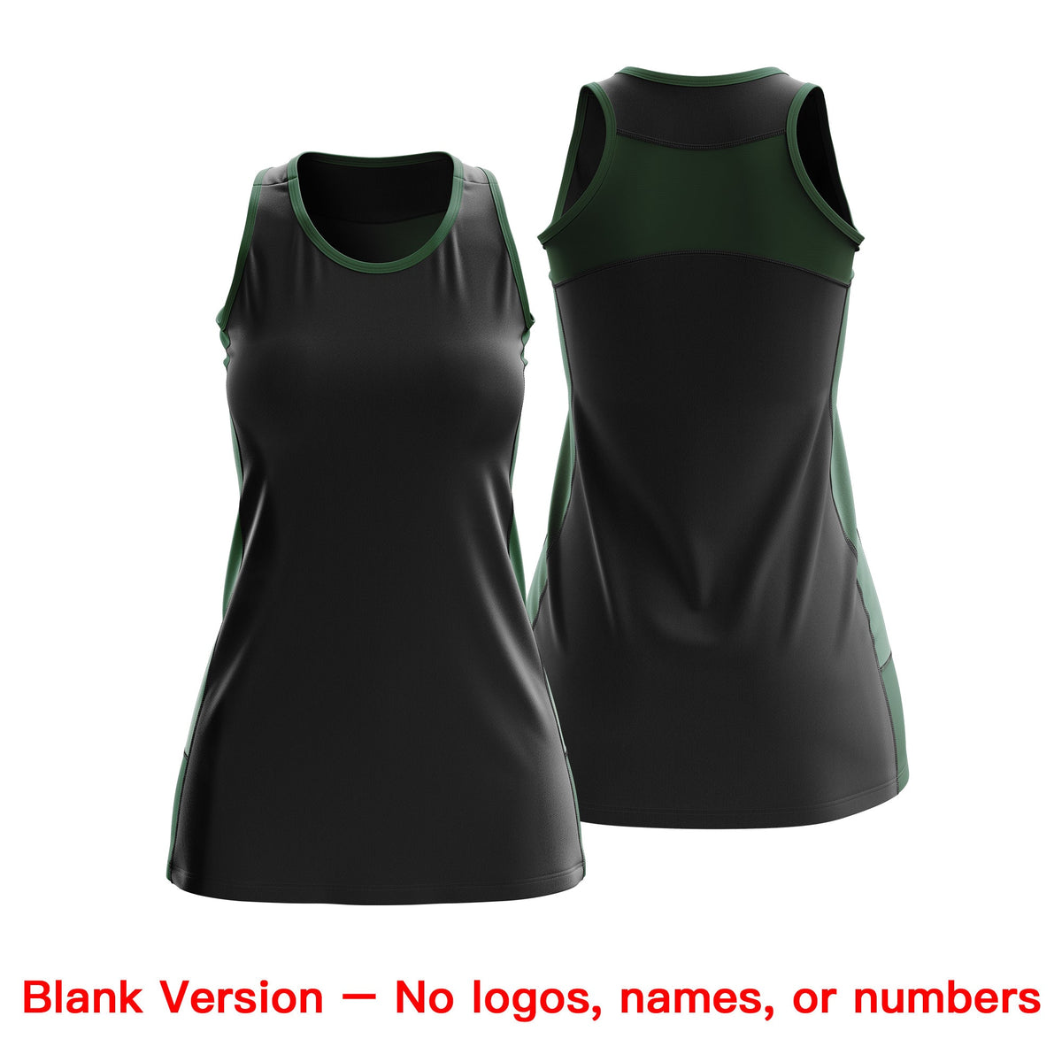 Custom Netball Dress | Black Green Classic Style Two-Tone Breathable Performance Sportswear