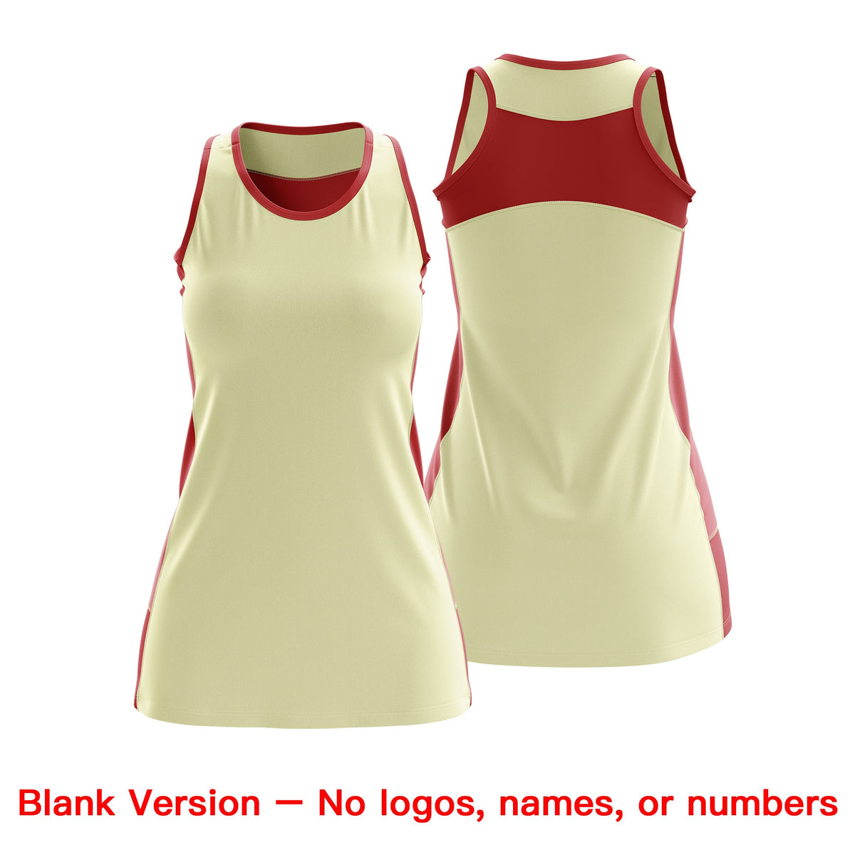 Custom Netball Dress | Cream Red Classic Style Two-Tone Breathable Performance Sportswear