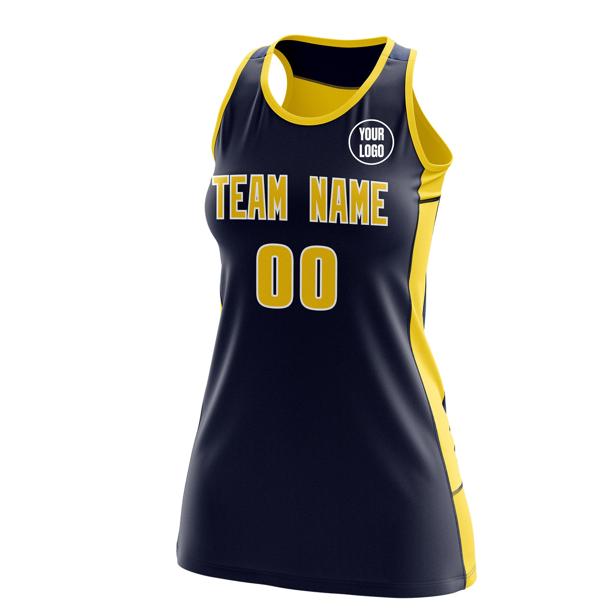 Custom Netball Dress | Navy Gold Classic Style Two-Tone Breathable Performance Sportswear