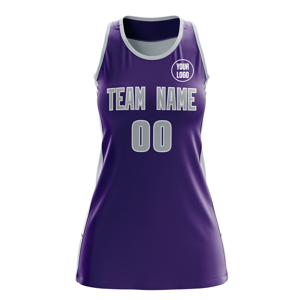 Custom Netball Dress | Purple Silver Classic Style Two-Tone Breathable Performance Sportswear