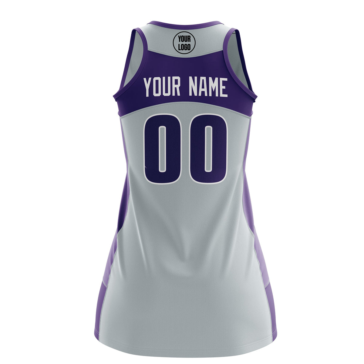 Custom Netball Dress | Silver Purple Classic Style Two-Tone Match Day Uniform