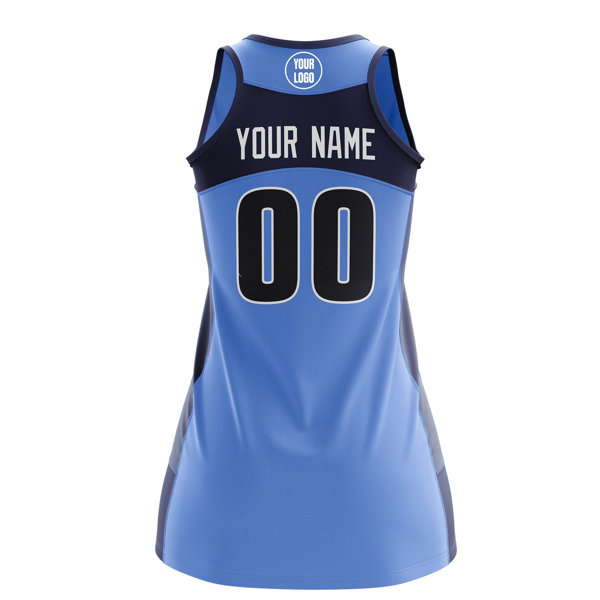 Custom Netball Dress | Powder Blue Navy Classic Style Two-Tone Breathable Performance Sportswear