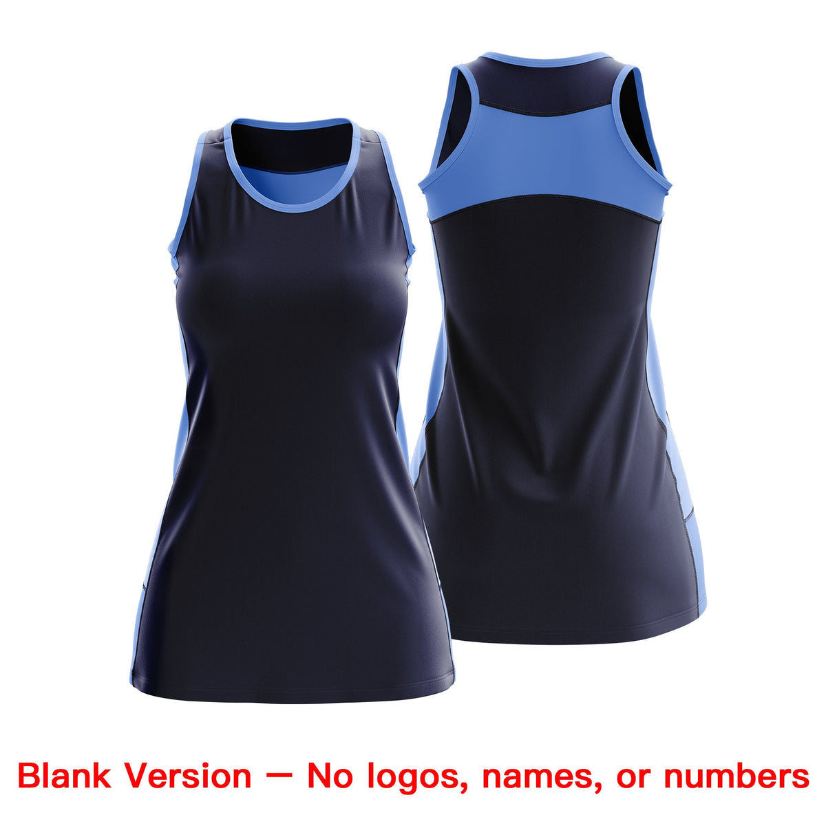 Custom Netball Dress | Navy Powder Blue Classic Style Two-Tone Professional Team Uniforms