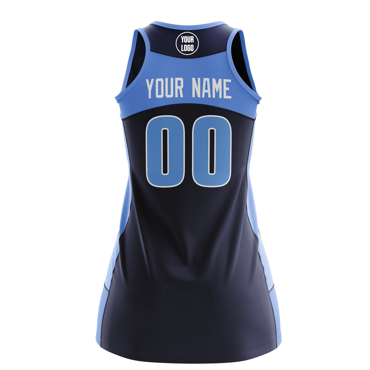 Custom Netball Dress | Navy Powder Blue Classic Style Two-Tone Professional Team Uniforms