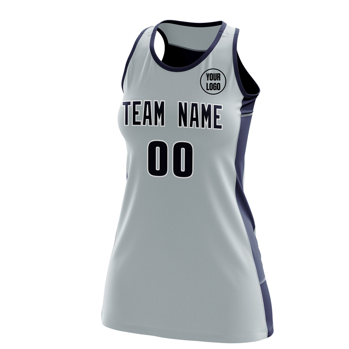 Custom Netball Dress | Silver Navy Classic Style Two-Tone Match Day Uniform