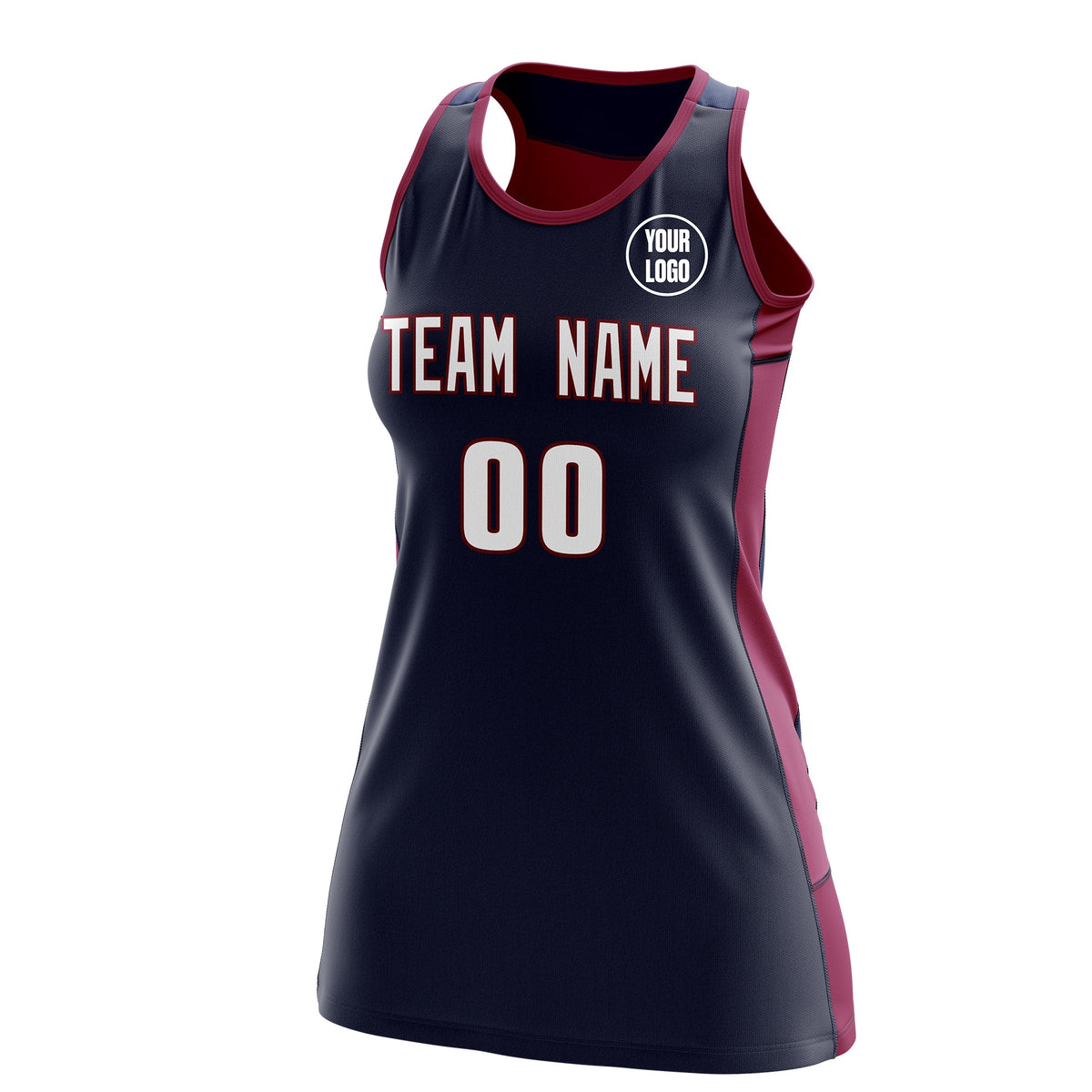 Custom Netball Dress | Navy Crimson Classic Style Two-Tone Professional Team Uniforms