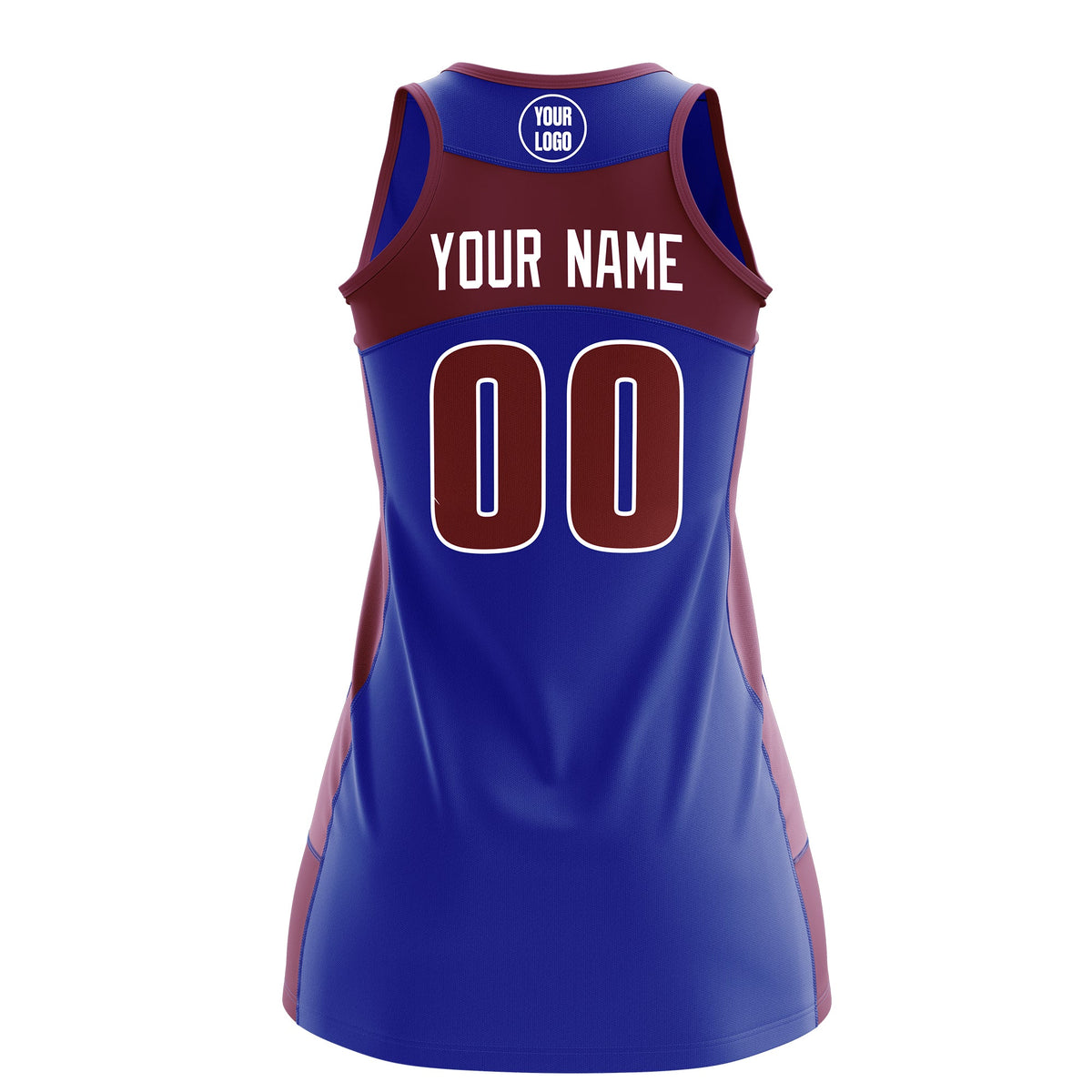 Custom Netball Dress | Royal Blue Crimson Classic Style Two-Tone Match Day Uniform