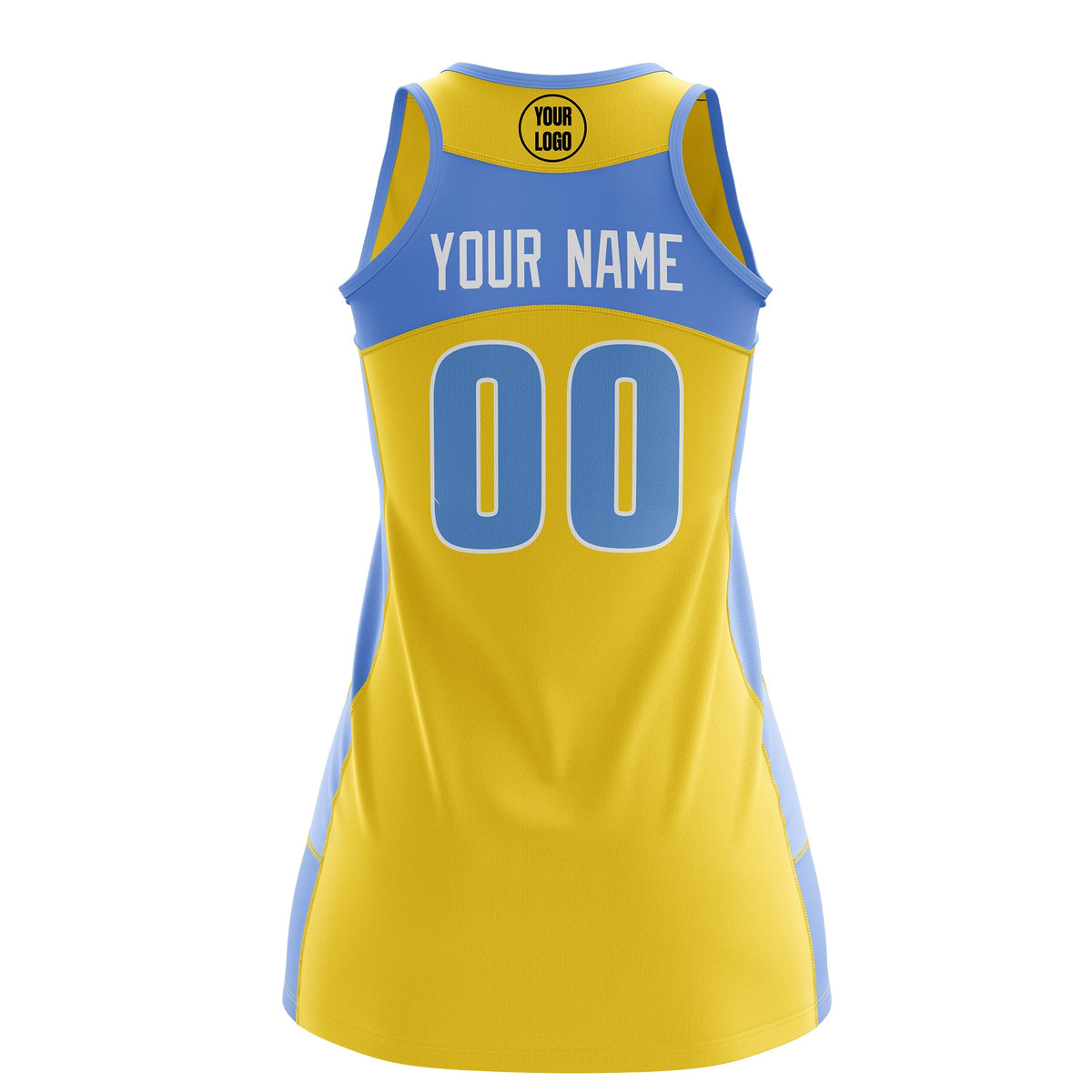Custom Netball Dress | Gold Powder Blue Classic Style Two-Tone Breathable Performance Sportswear