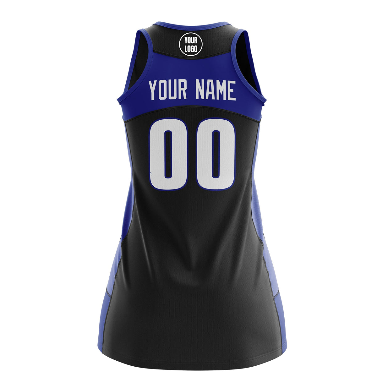 Custom Netball Dress | Black Royal Blue Classic Style Two-Tone Professional Team Uniforms