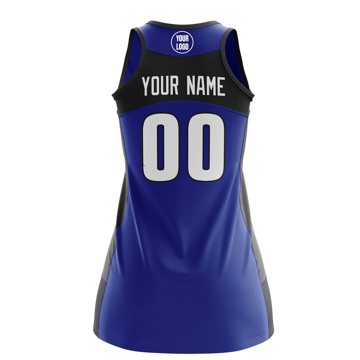 Custom Netball Dress | Royal Blue Black Classic Style Two-Tone Match Day Uniform
