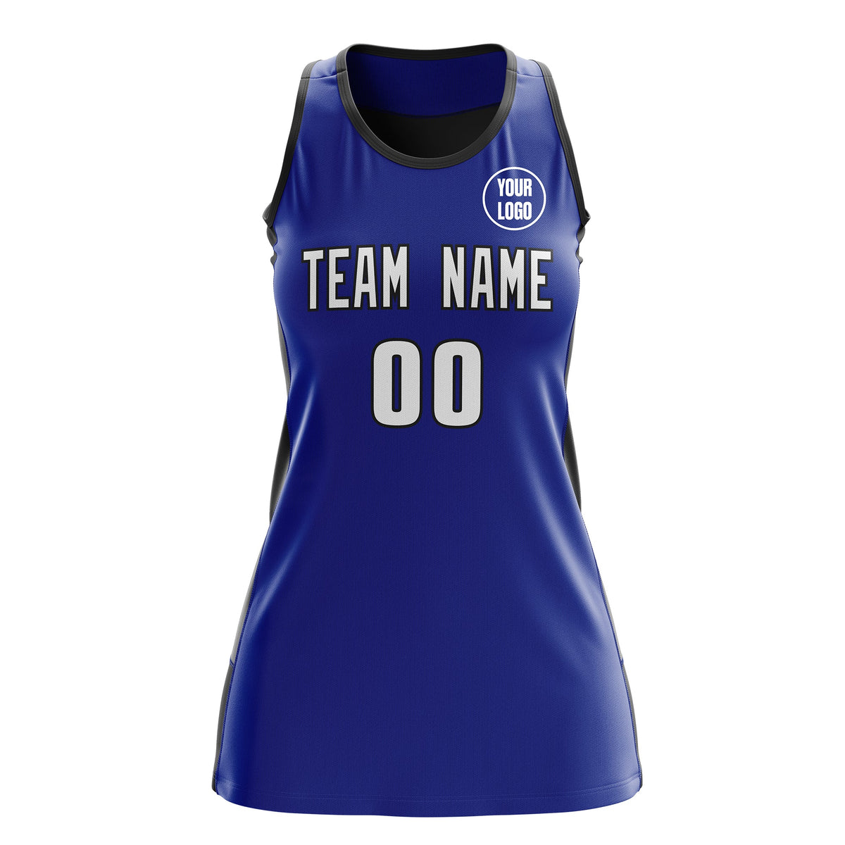 Custom Netball Dress | Royal Blue Black Classic Style Two-Tone Match Day Uniform