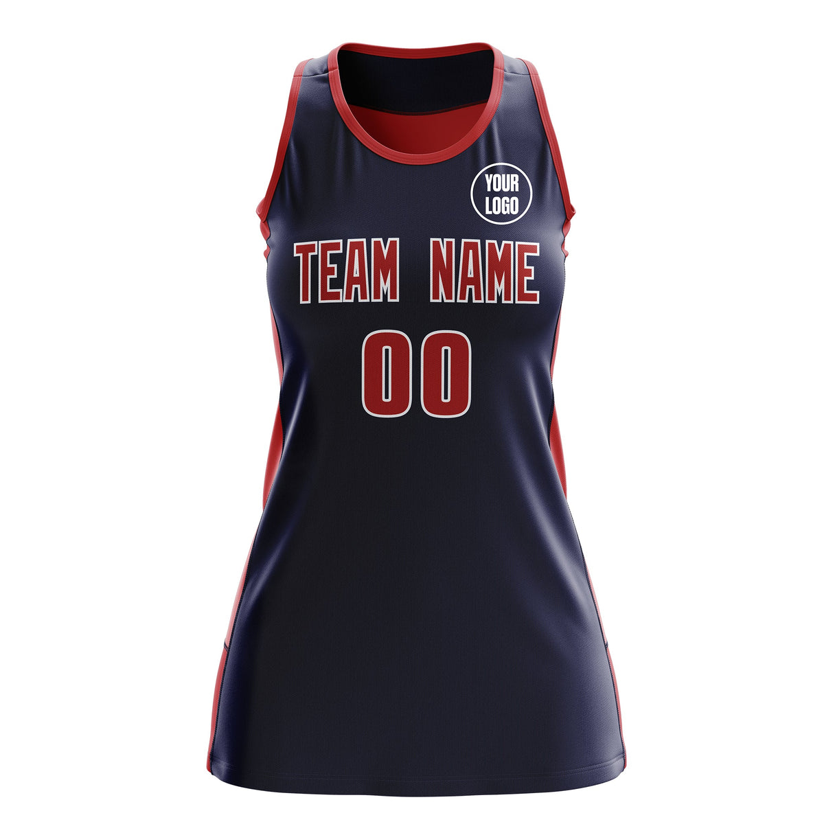 Custom Netball Dress | Navy Red Classic Style Two-Tone Breathable Performance Sportswear