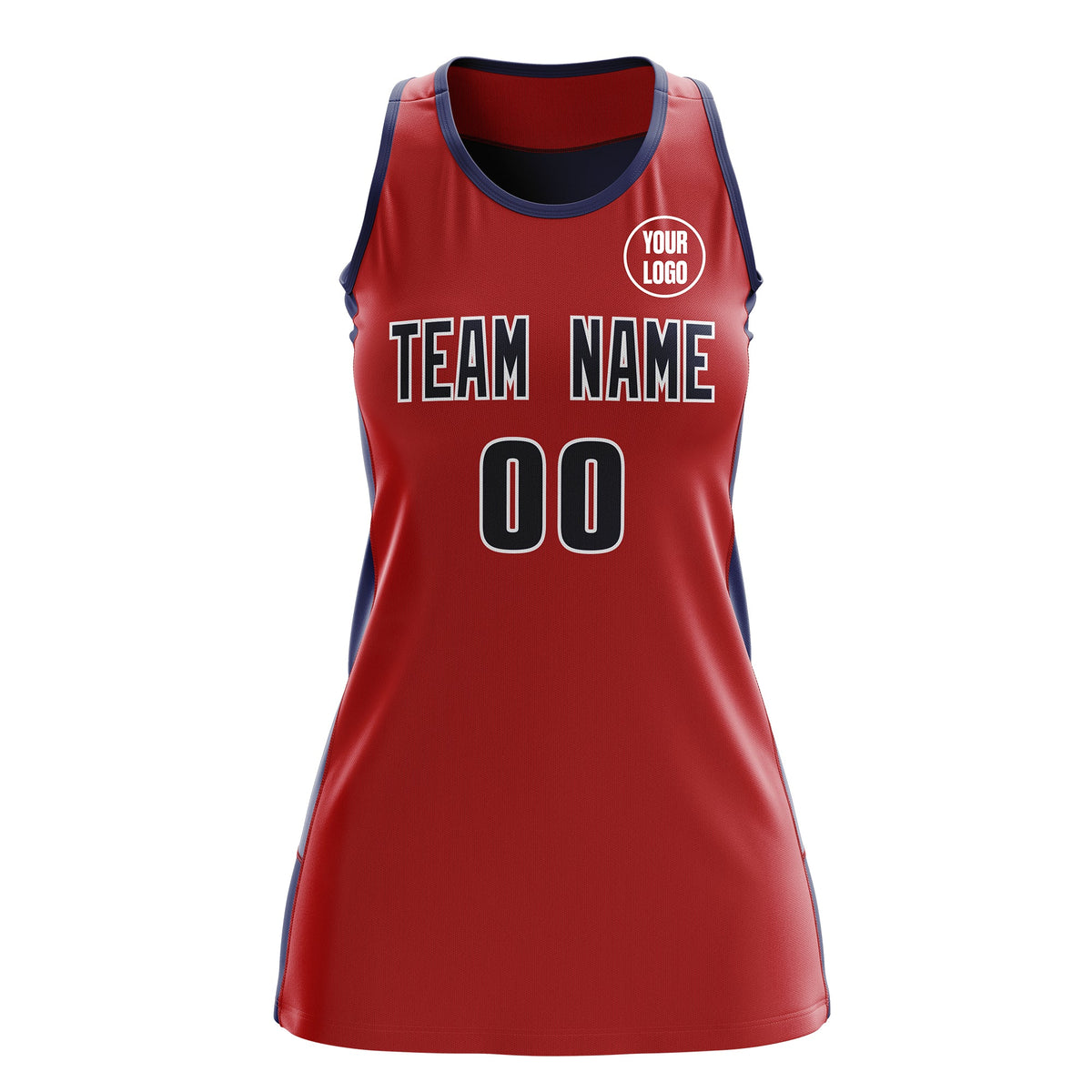 Custom Netball Dress | Red Navy Classic Style Two-Tone Professional Team Uniforms