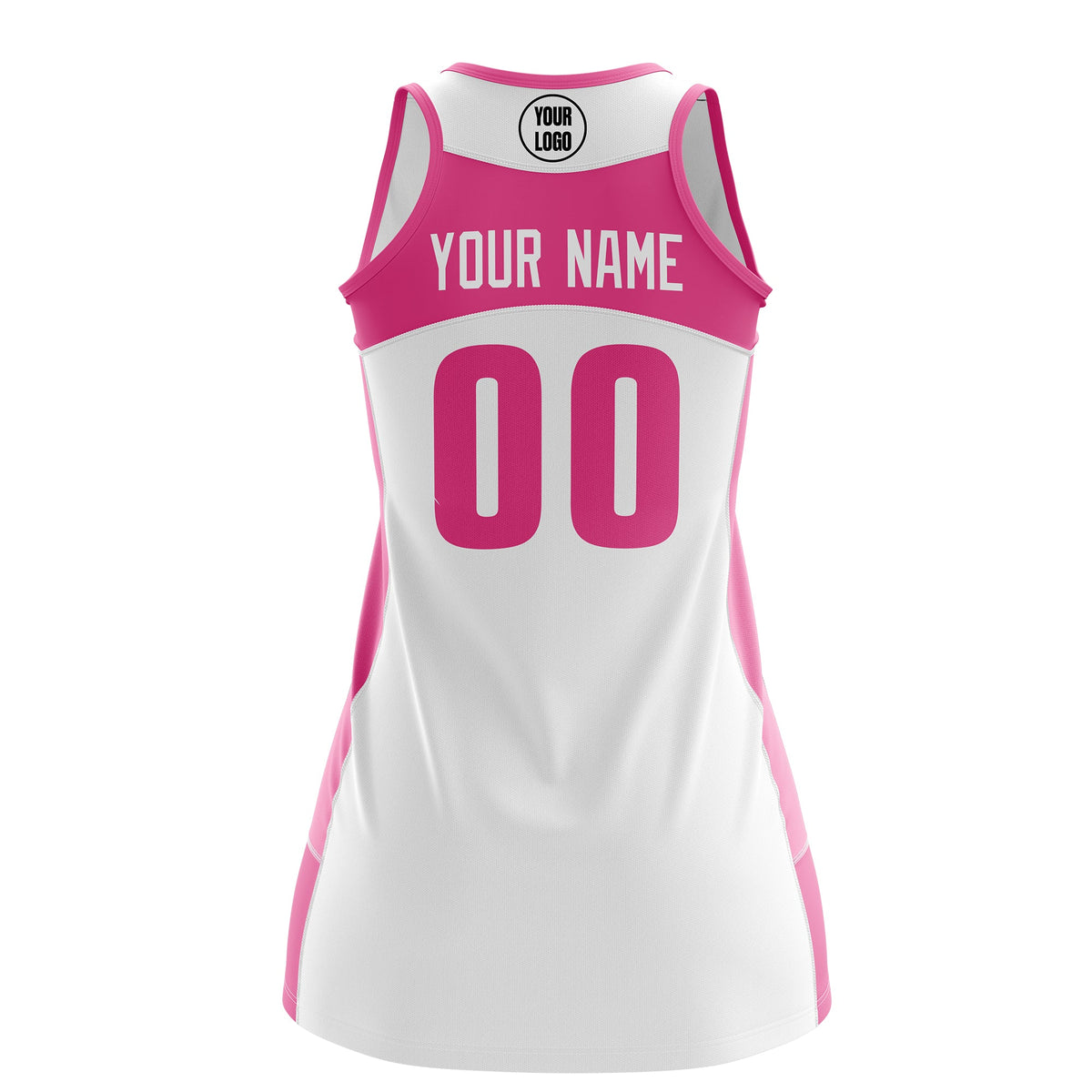 Custom Netball Dress | White Pink Classic Style Two-Tone Breathable Performance Sportswear