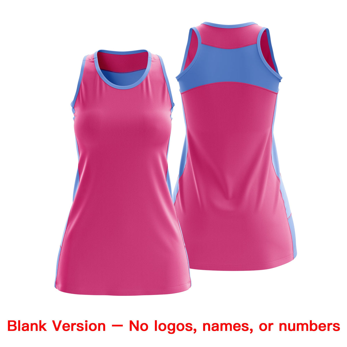 Custom Netball Dress | Pink Powder Blue Classic Style Two-Tone Professional Team Uniforms