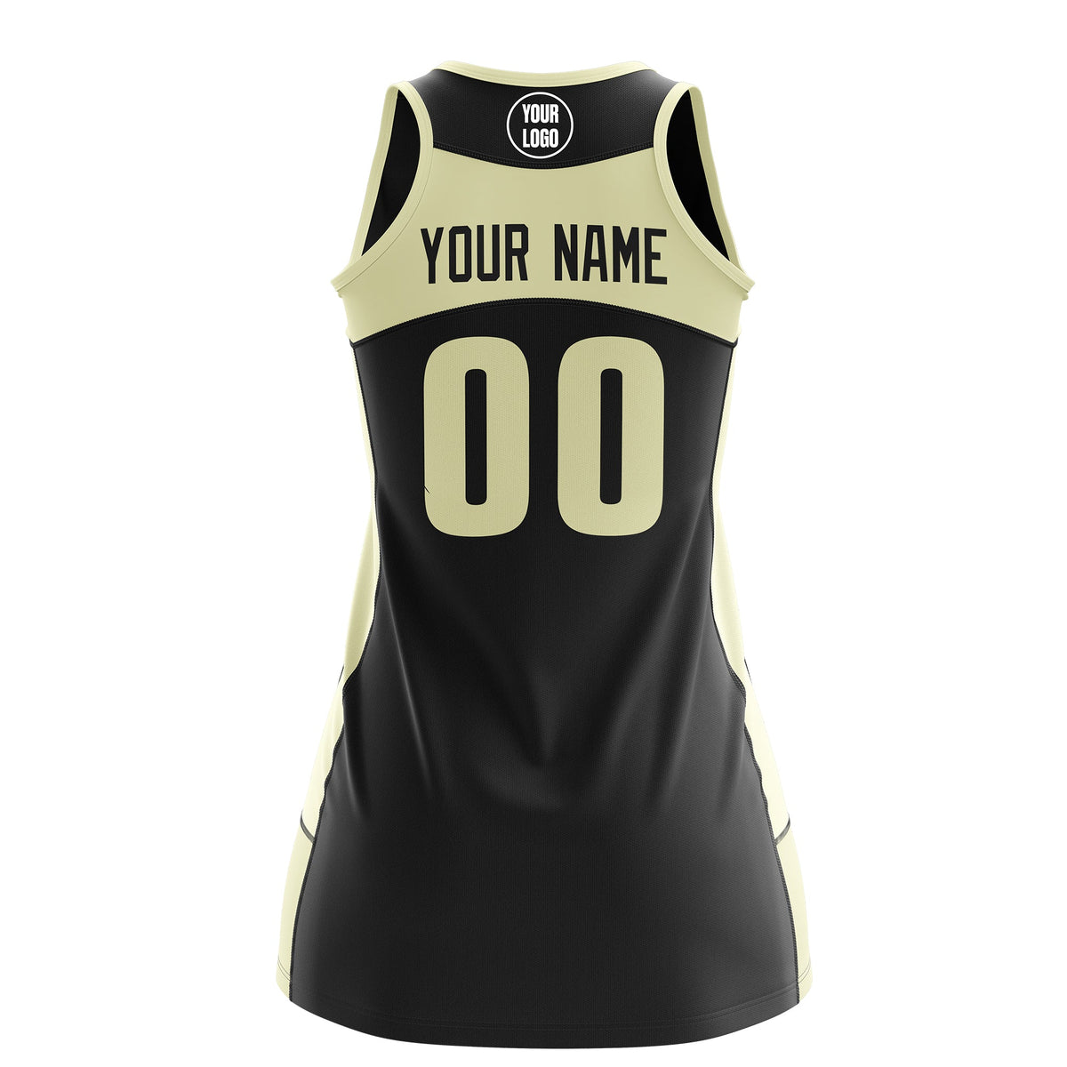 Custom Netball Dress | Black Cream Classic Style Two-Tone Breathable Performance Sportswear