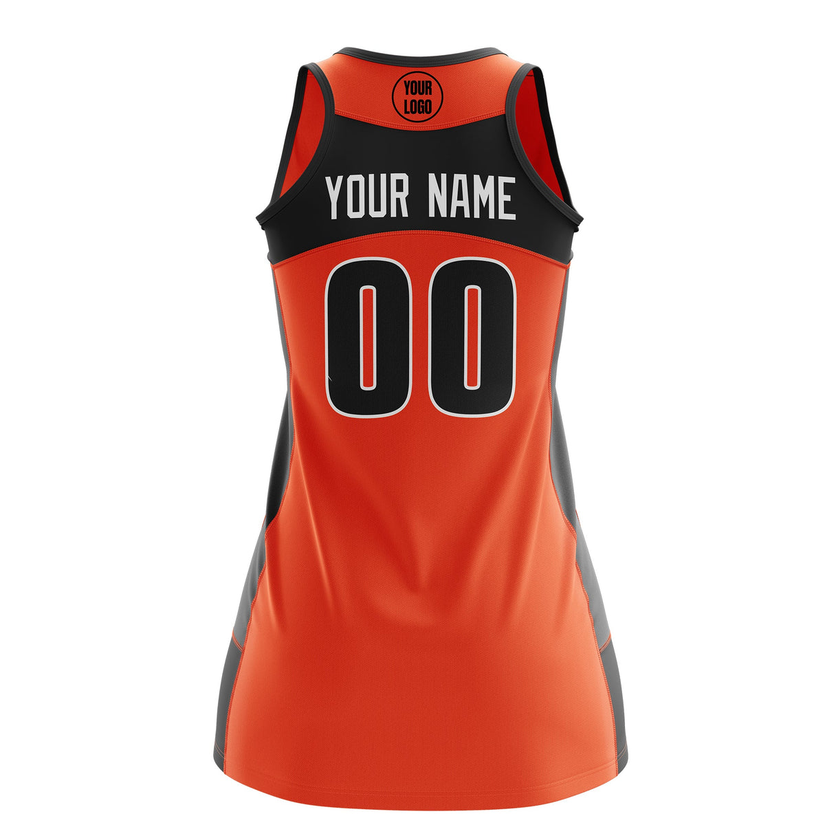 Custom Netball Dress | Orange Black Classic Style Two-Tone Professional Team Uniforms