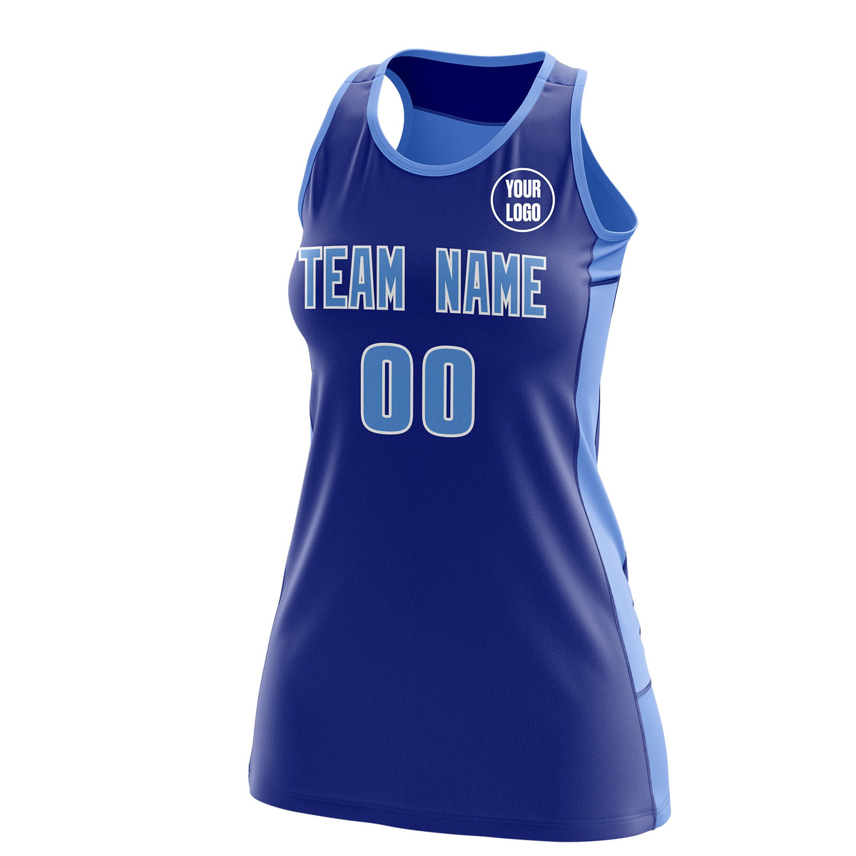 Custom Netball Dress | Royal Blue Powder Blue Classic Style Two-Tone Match Day Uniform