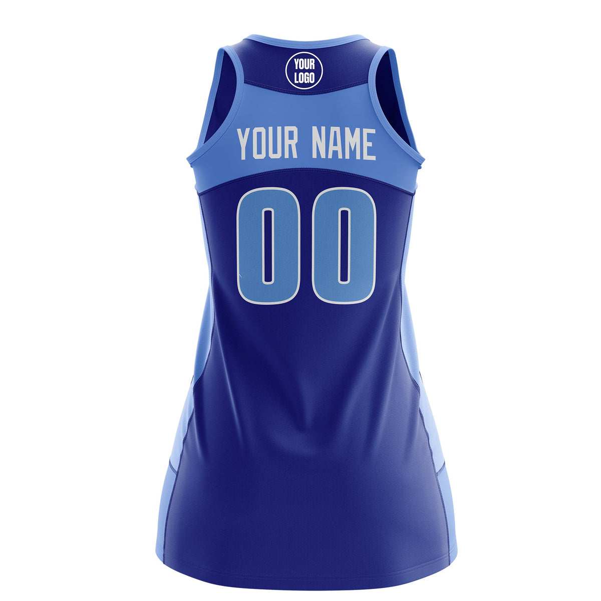 Custom Netball Dress | Royal Blue Powder Blue Classic Style Two-Tone Match Day Uniform