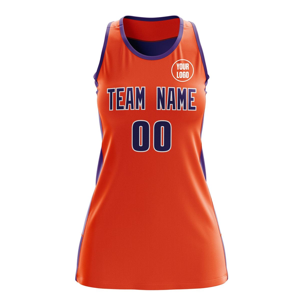 Custom Netball Dress | Orange Purple Classic Style Two-Tone Professional Team Uniforms